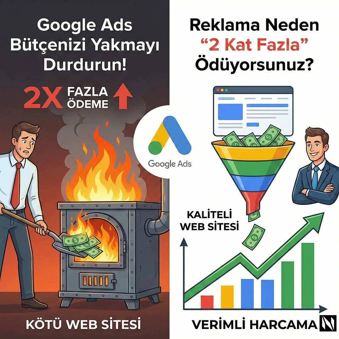 Google Ads Bütçenizi Yakmayı Durdurun! Kötü Bir Web Sitesi Yüzünden Reklama Neden "2 Kat Fazla" Ödüyorsunuz?